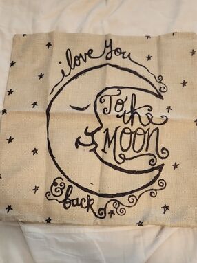 Moon & Stars Decorative Pillow Cover - Black on Natural 17×17